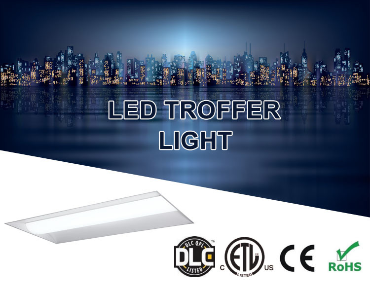 Commercial LED Ceiling Troffer Lamp,Multi-CCT & Power Adjustable,0-10V Dimming,cETLus DLC Approved,Zero Glare for Classroom