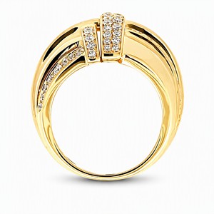 แหวนแต่งงานเพชรแท้ทรงกลม ประดับเพชรเต็มวง ชุบทอง 18k แบบคลาสสิก - Product Image 2