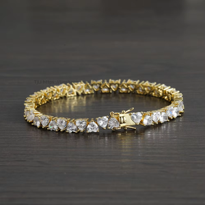 Positive and Negative Heart-shaped Women's <b>Copper</b> Inlaid Zircon <b>Bracelet</b>, Three-claw Love Zircon Tennis <b>Bracelet</b> for Women - Product Image 3