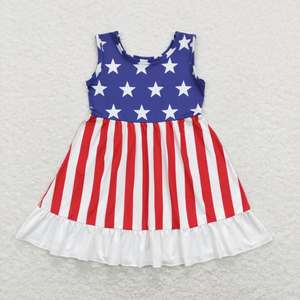 Vestido para niñas del 4 de julio, vestido patriótico con estampado de estrellas y rayas para el Día de la Independencia, vestido sin mangas para niñas - Product Image 2