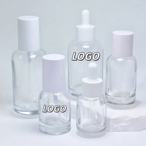 30ml 40ml 50ml 100ml 120ml Round Cosmetic Set Essence Concentrate Lotion Dropper Transparent Glass Bottle - Product Image 1