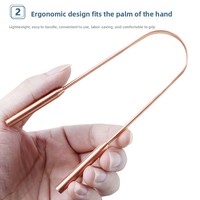 Grattoir à langue en cuivre pur en forme de U, élimine la croûte de la langue et la mauvaise haleine, outil d'hygiène buccale indispensable