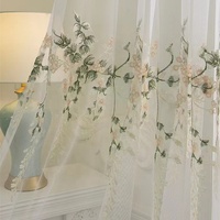 Vente en gros de tissu de voile de dentelle transparente brodé de l'usine chinoise de rideaux de fenêtre tissés respirants dans un emballage en rouleau