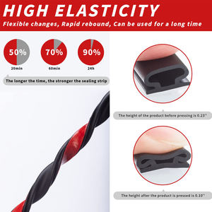 شريط مطاطي عازل للأبواب بطول 40 قدمًا، شريط عازل ذاتي اللصق على شكل حرف D لإطار الباب - Product Image 5