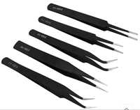 Juego de pinzas de precisión antiestáticas ESD de 11 piezas, kit de pinzas no magnéticas de acero inoxidable para reparación de productos electrónicos, fabricación de joyas