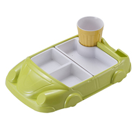 Assiettes divisées en mélamine de qualité A5 à motif de dessin animé sur le thème des voitures pour enfants, bébés et tout-petits, idéales pour la maternelle
