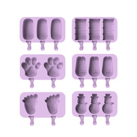 Moule en silicone DUMO Lapin Violet pour crème glacée, moule à bâtonnets glacés mignon de dessin animé violet pour gâteaux en forme de patte et bonhomme de neige