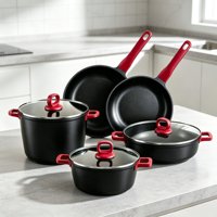 Ustensiles de cuisine classiques en aluminium moulé, couvercles en verre trempé, revêtement antiadhésif, poêle à frire, casserole, faitout pour la cuisson, durables et écologiques