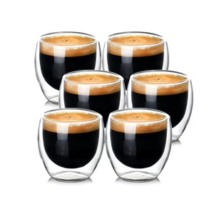 80 ML Double Wall <strong>Glass</strong> <strong>Cup</strong> High Borosilicate <strong>Glass</strong> Coffee Mugs Custom Logo - Product Image 1