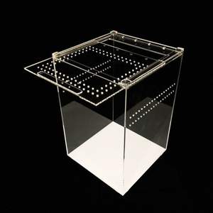 Bac à do en acrylique avec couvercle coulissant, boîte transparente en plastique PMMA pour petits animaux de compagnie, 9 pièces - Product Image 2