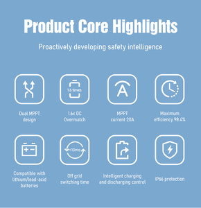 Điện áp cao năng lượng mặt trời biến tần 8kw-12kw ba giai đoạn lai AC biến tần IP66 bảo vệ pin Lithium <span class=keywords><strong>MPPT</strong></span> điều khiển - Product Image 4