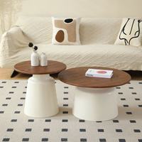 Table basse ronde en bois massif de luxe moderne avec mobilier de salon en fer forgé durable pour bureau à domicile