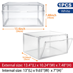 Boîte à chaussures magnétique transparente en acrylique, boîte de rangement portable, étagère de rangement épaissie avec grande ouverture latérale, conteneur de rangement pour chaussures - Product Image 4
