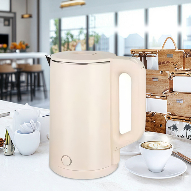 1.8L Double Wall Electric Cream Color Tea Kettle and Kettle Water Boiler