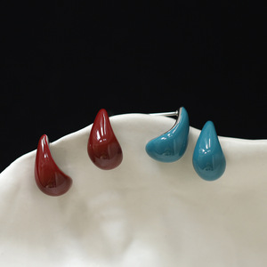 Women's Non-Fading Gold-Plated Stainless Steel <b>Earrings</b> | Retro Enamel Drip Oil Studs Wholesale - Product Image 6