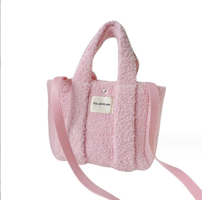 Korean Winter New Arrival Cute Fur Fleece Handbag Customized Luxury Teddy Sherpa Crossbody Shoulder Bag With Private Label