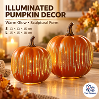 Großhandel Leuchtende Kürbis-Dekoration Orange-Gold Tischdekoration für Halloween Erntedankfest Herbst Ernte Heim-Deko