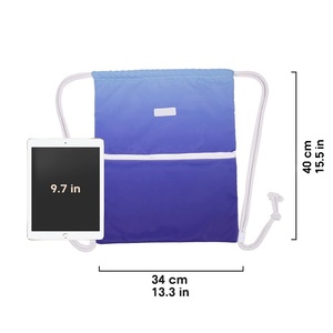 Gradient <b>Drawstring</b> <b>Backpack</b> with Zip Pocket Mesh Pouch Water Resistant Gym Sack for Yoga Swim Beach Unisex Sport Bag - Product Image 2