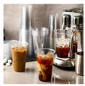 Vasos Desechables Transparentes de Plástico de 20 oz con Tapas con Ranura para Pajita para Bebidas Frías, Batidos, Smoothies, Café Helado para Llevar - Product Image 2