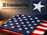 Drapeau de jardin américain cousu sur mesure Taylor Made 12x18 en nylon de qualité marine avec étoiles brodées et œillets en laiton pour extérieur