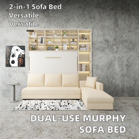 Lit escamotable moderne à double usage pour une chambre Lit rembourré multifonctionnel en tissu, pliable automatiquement, invisible et à rabat latéral pour la vie
