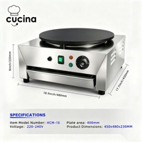 Crêpière Électrique Professionnelle CUCINA à Tête Unique en Acier Inoxydable et Fonte pour la Restauration
