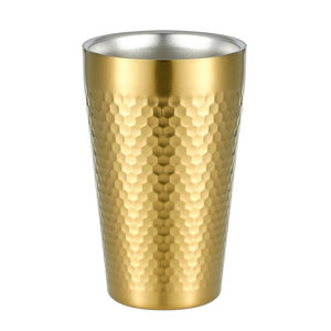 Gobelet isotherme double paroi en acier inoxydable, texture martelée dorée, pour le camping et l'usage quotidien - Product Image 3