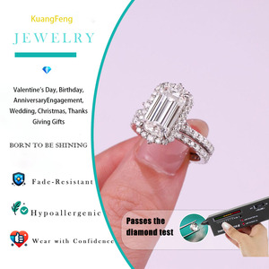 แหวนมอสซาไนต์ทรงเหลี่ยมมรกต 5.72 กะรัต ประดับมรกตตรงกลาง พร้อมวงแหวนแบบเต็มวง ทำจากเงินแท้ 925 สำหรับผู้หญิง ของขวัญเครื่องประดับสำหรับงานแต่งงาน - Product Image 3