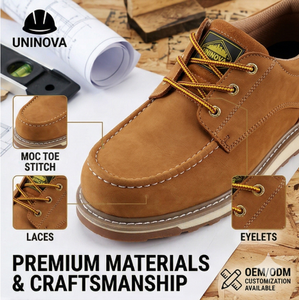Chaussures de sécurité basses à bout en acier, bottes de travail en cuir véritable pour hommes, légères, antidérapantes, chaussures de protection industrielles - Product Image 3