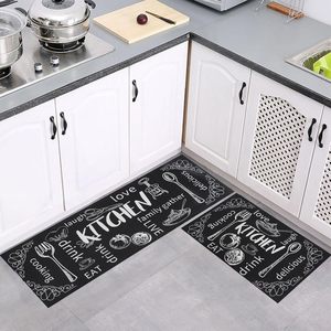 Tapis de cuisine moderne antidérapant en 2 pièces, lavable, épais et rembourré, en polyester absorbant l'eau, adapté aux animaux domestiques, conception OEM - Product Image 1