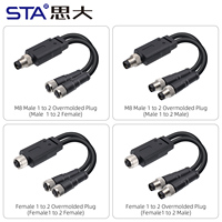 Connecteur M8 étanche personnalisé IP67, fiche aviation 3, 4, 5, 6, 8 broches, mâle/femelle, répartiteur de câble en Y (un vers deux)