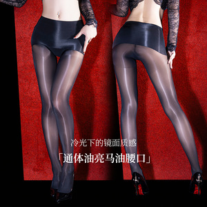 Seamless Crotchless Stockings 5D Ultra Thin Opaque Nylon High Waisted Glossy Pantyhose For Women Four Seasons Solid Color - Product Image 5