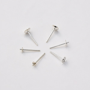 S925 Sterling Silver Bowl-Shaped Earring <b>Posts</b> <b>Round</b> Jewelry Pin For Earring Making Wholesale Components - Product Image 1