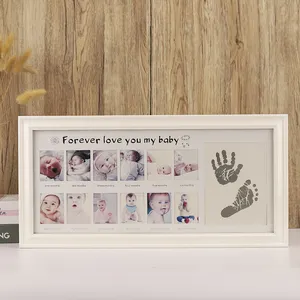 HOFINE Cheap Wood Photo Frame Lovely Wooden KidsSolid Wood Baby Handprint And Footprint Photo Frame