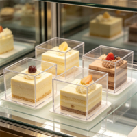 Boîte cadeau carrée en acrylique transparent de qualité alimentaire, épaisseur 1 mm, avec vitrine en plastique PS moulé par injection pour l'emballage de gâteaux
