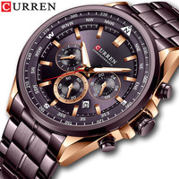 Hot CURREN Luxus uhr Trend Quarz Kalender Wasserdichte Multifunktion Fancy Round Armbanduhr Edelstahl Automatische Herren uhren