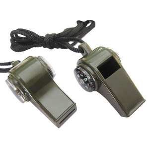3 In 1 Outdoor Sos Whistle With Compass Thermometer Compact Portable Emergency Survival Gear Gray Abs Material - Product Image 2