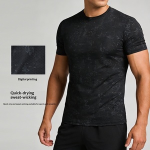 T-shirt Sportiva da Uomo in Nylon Spandex Traspirante ed Elastica, Stampa Digitale Transfrontaliera, Effetto Seta Ghiacciata, Asciugatura Rapida - Product Image 1