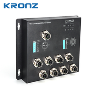 KRONZ M12 Conmutador Ethernet no administrado Conector hembra de 8 puertos Xcode 10/100/1000M bit/s 12-57VDC PoE Conmutador M12 montado en la pared