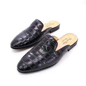 2026 <b>Men</b> Party Dress Shoes Loafer Genuine Leather Slippers Wear Wedding Fashion Trend Half Slippers Summer <b>Men's</b> Shoes - Product Image 1