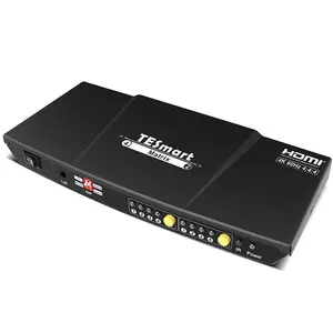 TESmart Pembagi Pengalih Matriks HDMI 4K X 2K Penguat Aktif 4K @ 60Hz Mendukung Emulator EDID Pengendali Jarak Jauh IR Matriks 4X2 HDMI