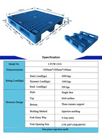 Palette en plastique industrielle à usage unique, norme européenne, Shandong Linyi, 4 voies, écologique, 100x100, 100% PP/HDPE vierge, 4T