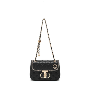 <span class=keywords><strong>Sac</strong></span> à main bandoulière de luxe <span class=keywords><strong>noir</strong></span> brodé en PU durable, mini carré, avec chaîne, pour <span class=keywords><strong>femme</strong></span>, doublure en polyester, capacité 1L - Product Image 1