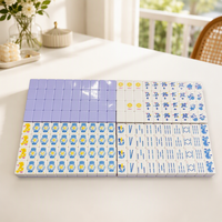 Kit de Mahjong de Luxe Deluxe 160 Tuiles Violet Clair Dos Solide en Acrylique Numéroté Pot de Gingembre Paon Classique Divertissement Fête