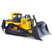 Camion Bulldozer RC Huina 1554 1/16 en Alliage, 11 Canaux, Télécommandé, Robuste, Jouet Électrique avec Lumières et Sons