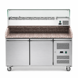 TC-1350 Banco Frigorifero Commerciale a <span class=keywords><strong>Doppia</strong></span> <span class=keywords><strong>Porta</strong></span> con Copertura in Vetro per Pizza e Esposizione Contenitori a Prezzo Conveniente - Product Image 2