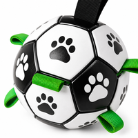 Jouet de football pour chien avec poignées, balle de chasse en PU à motif de patte pour chiens, balle à mâcher interactive avec boucles de traction