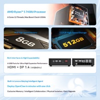 Mini PC Lenovo BaiYing NUC OpenClaw, AMD Ryzen R5 7430U 6C/12T, 16GB DDR4, 512GB SSD, Computadora de Escritorio para Oficina en Casa y Estudio