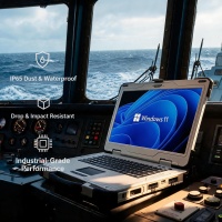 15,6 inch robuuste laptop, waterdicht, stofdicht, schokbestendig, industriële computer, grijs, aanpasbare I/O voor noodgevallen