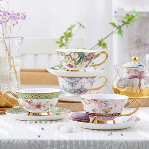 精品骨瓷8盎司瓷器陶瓷英皇风格咖啡茶杯茶碟套装 - Product Image 3